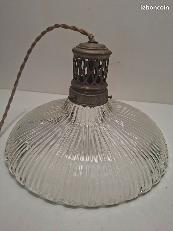 Abat jour type Holophane suspension plafonnier luminaire ancien lampe (image 1)