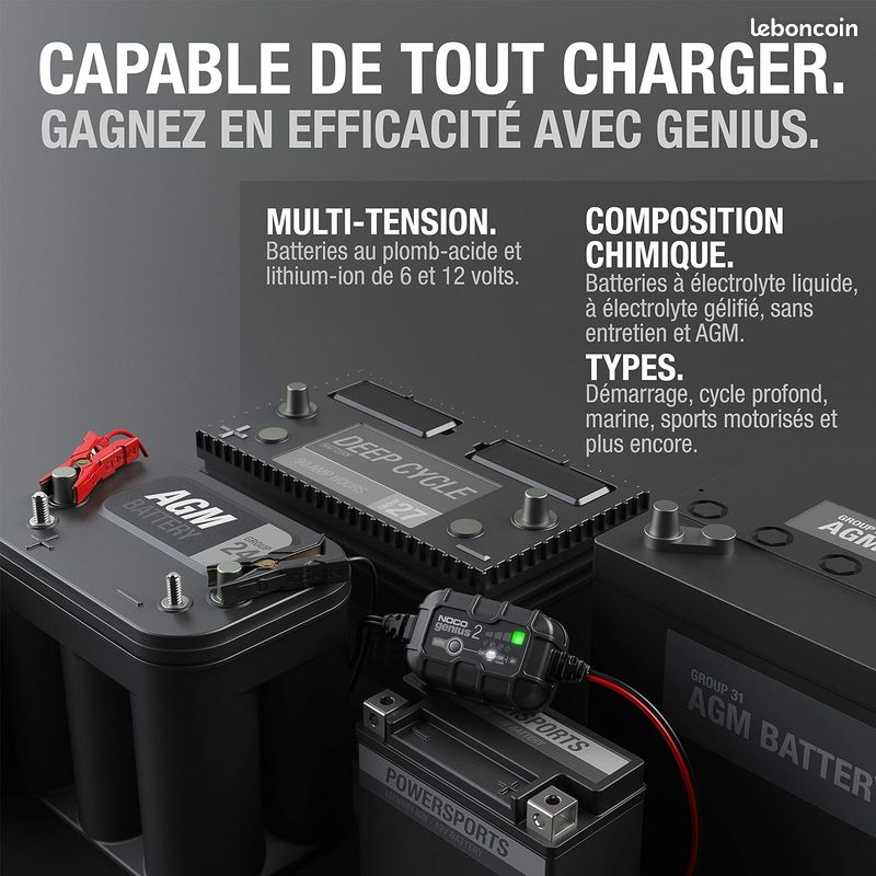 NOCO GENIUS2EU, Chargeur de Batterie de Voiture 2A, Chargeur de Batterie 6V et 1 (image 5)