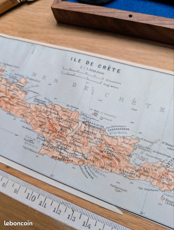La Crète, Grèce, petit plan original imprimée en 1910 (image 5)