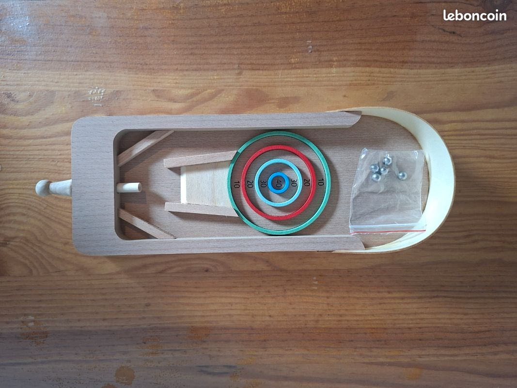 Jeu bois Pinball flipper avec billes (image 1)