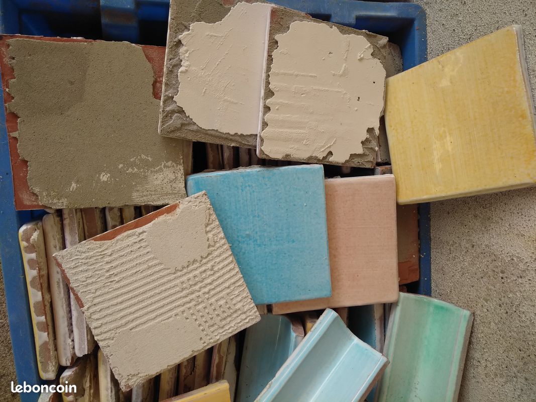 Faience 10x10 peinte à la main de 6 couleurs differentes carreaux carrelage patchwork (image 4)
