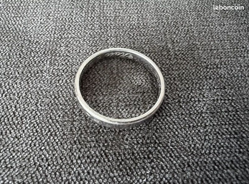 Bague Or Blanc 18 Carats Massif - Anneau Taille 56 - Fabrication Française