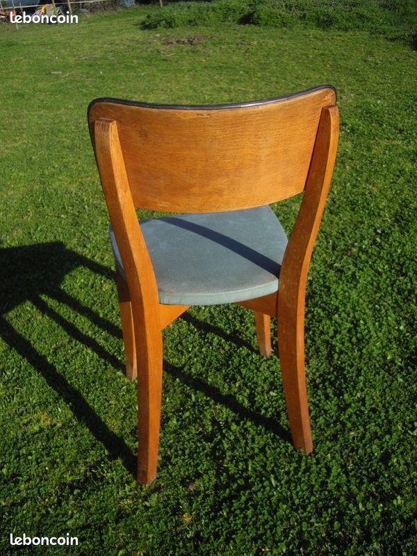 Chaise bistrot bureau simili vert vintage années 50 design moderniste (image 3)