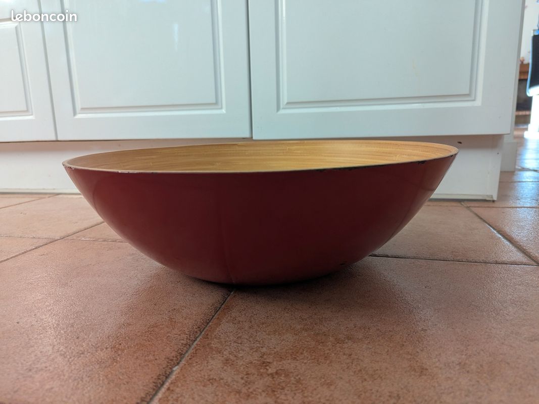 Corbeille ronde en bambou naturel et laqué - CCO9030 | Aubry Gaspard