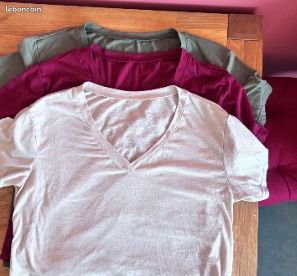 3 tee-shirts basiques assortis SHEIN col V unis - 2 euros chacun (image 3)