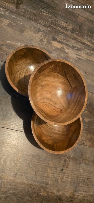 Indus Lifespace Lot De 4 Bols En Bois D'Acacia - 11,43 Cm X 11,43 Cm X 6,35 Cm Pour Cuisine, Salades Et Fruits