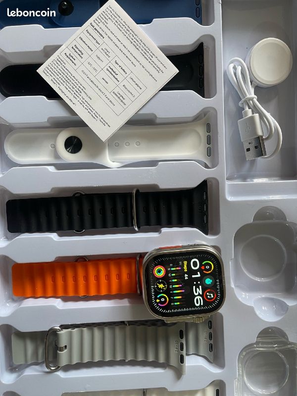 Ultra Smartwatch avec étui de protection, 7 bracelets de montre, écran circulaire Amoled, surveillance ECG, 2.2HD, nouveau (image 8)