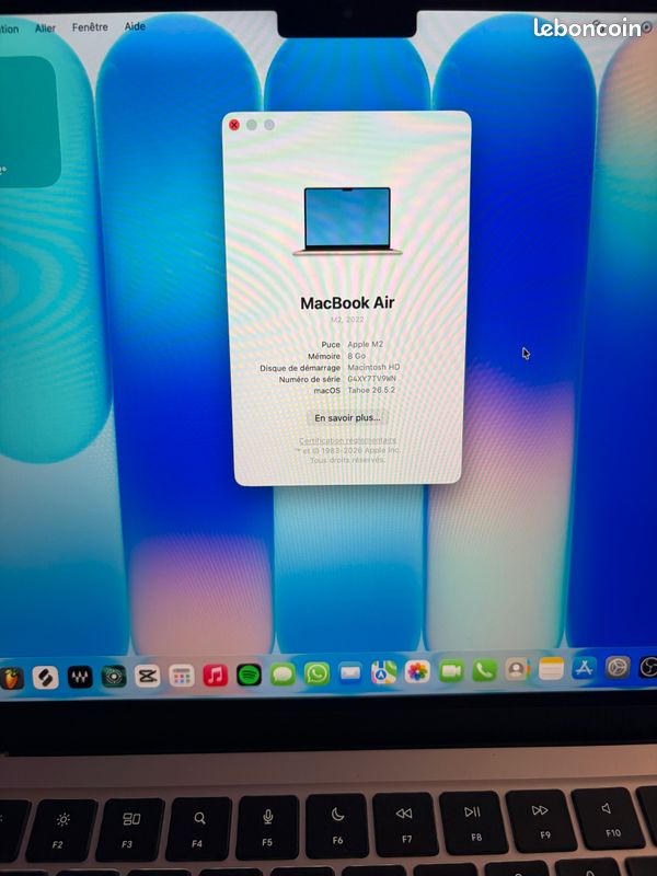 MacBook Air M2 13,6" - 256 Go - État comme neuf (image 4)