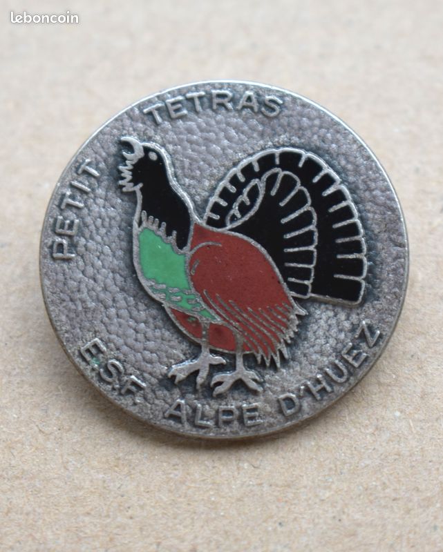 Insigne (Pin's) Vintage Club Des Sports Alpe D'Huez – Marque Courtois Paris – Thème Grand Tétras – Ski