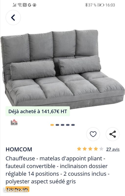 Matelas Convertible cvauffeuse (image 1)