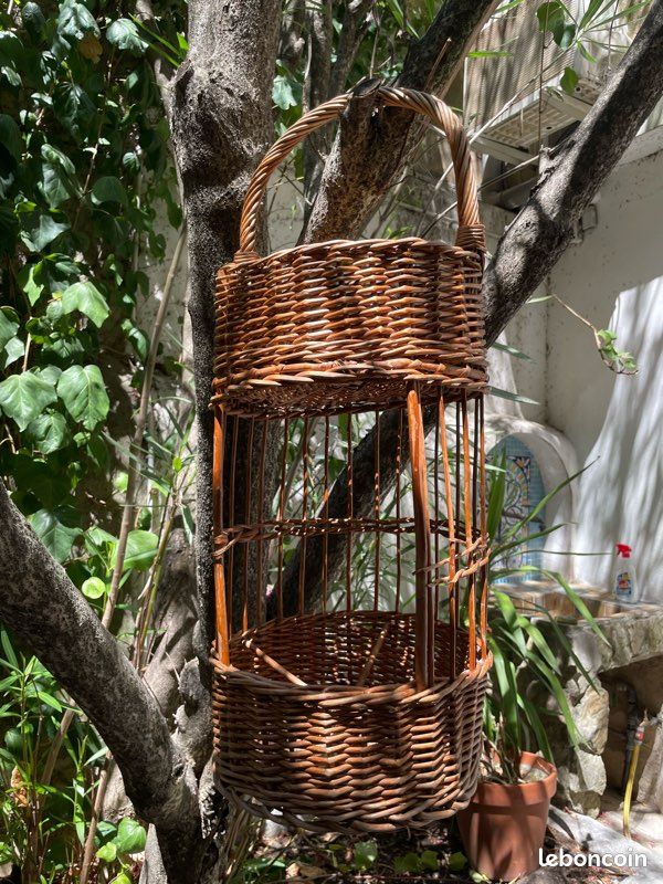 Panier en osier porte bouteilles vintage (image 3)