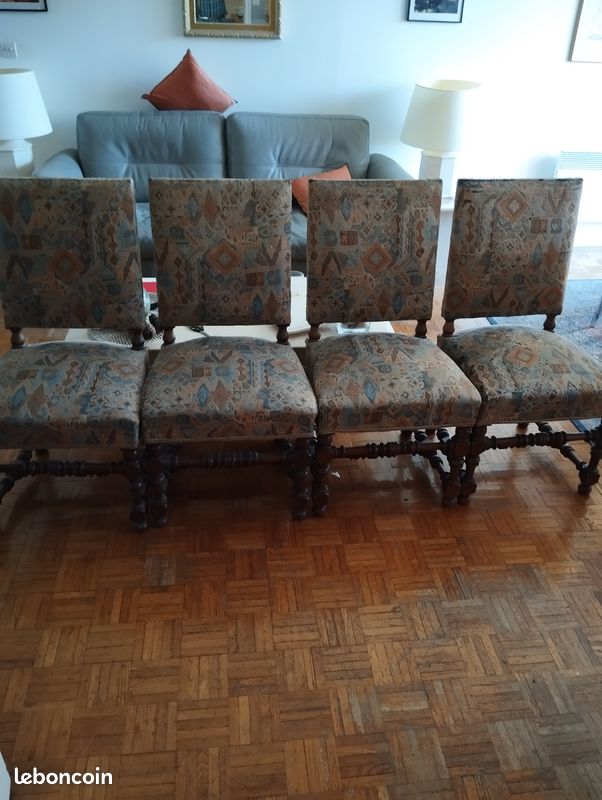 4 chaises Louis XIII, chêne massif (image 2)