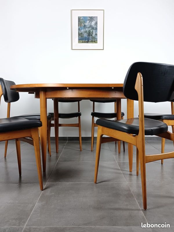 Série de 6 chaises vintage Stella simili cuir et bois (image 2)