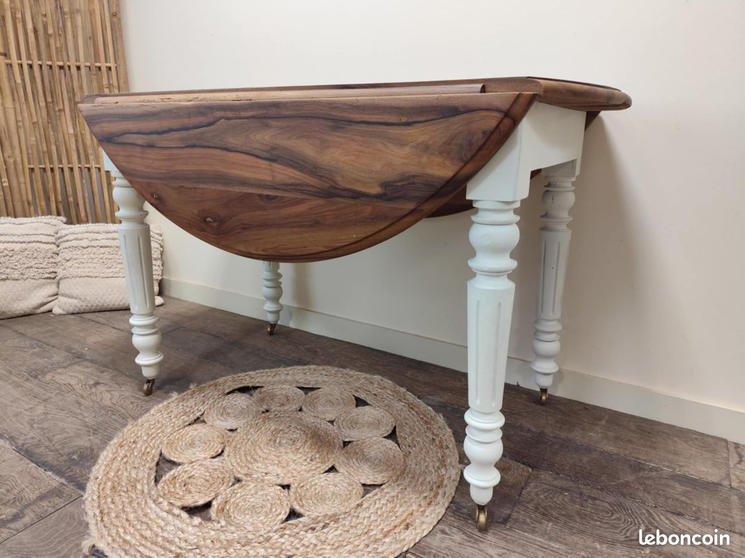 Table d'appoint en noyer deux en une convertible en console bois massif (image 15)