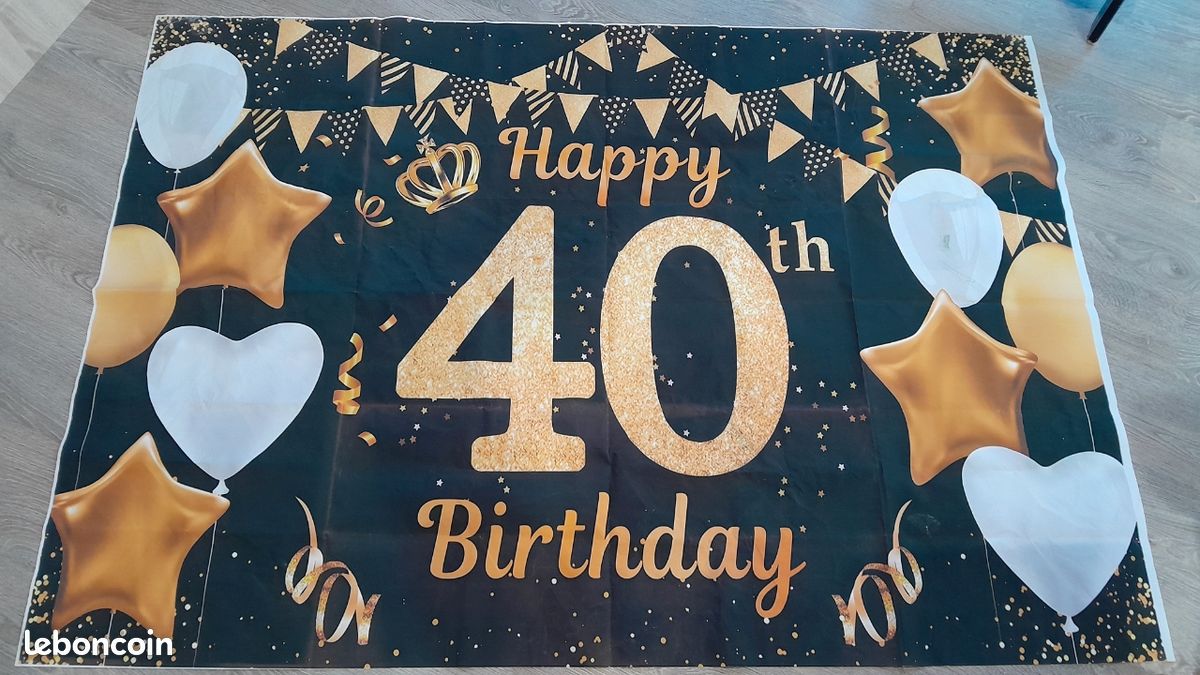 Cnrose Décoration de fête d'anniversaire 40 ans - Noir et doré - Pour hommes et femmes - Décoration de gâteau pour les 40 ans