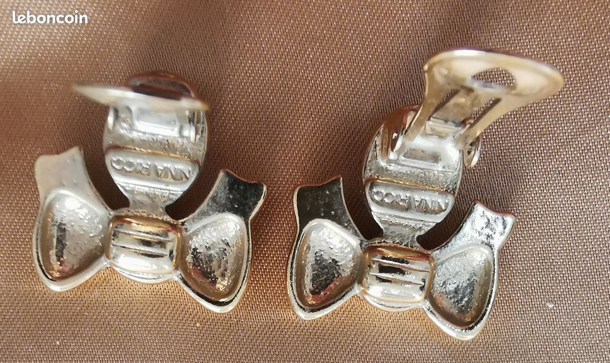 Boucles D'oreilles Vintage NINA RICCI Paris - Style Brutaliste Oversize Des Années 90