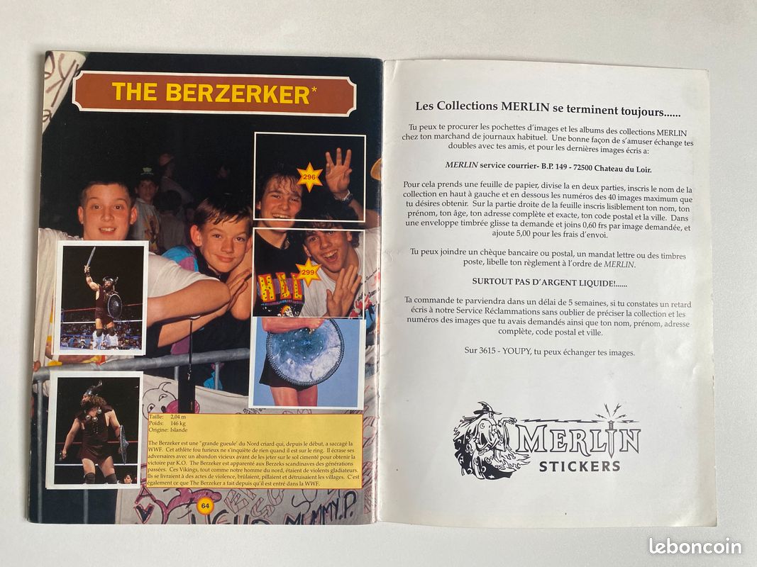 HULK HOGAN WWF Merlin 4 cartes autocollantes lutteuse WWE 1992 WWE #12