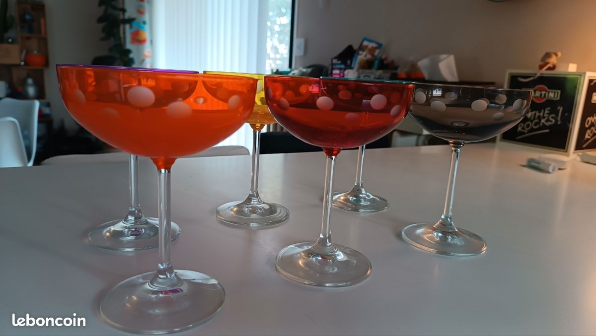 Lot De 6 Verres à Champagne Vintage LEONARDO En Cristal - Coupes à Glace - Neufs En Boîte