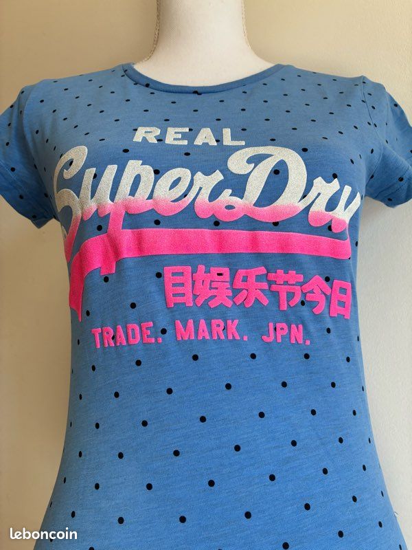 Top femme Superdry en coton tricoté taille UK 6-8 (ÉTIQUETTE 8) gc