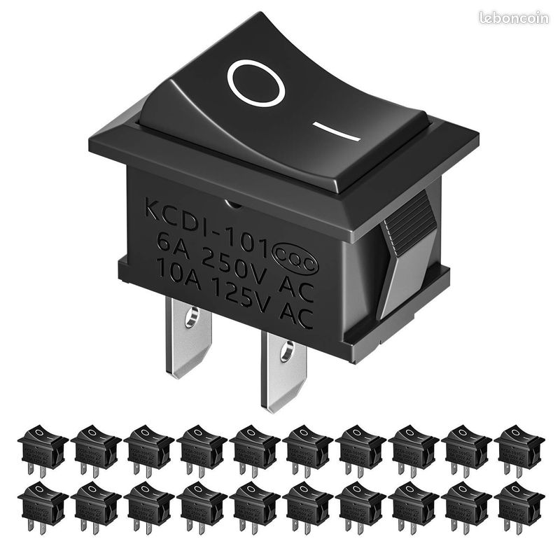 Lot De 10 Interrupteurs Ronds à Bascule DC 12V 20A – Avec Voyant Rouge – 3 Broches, SPST