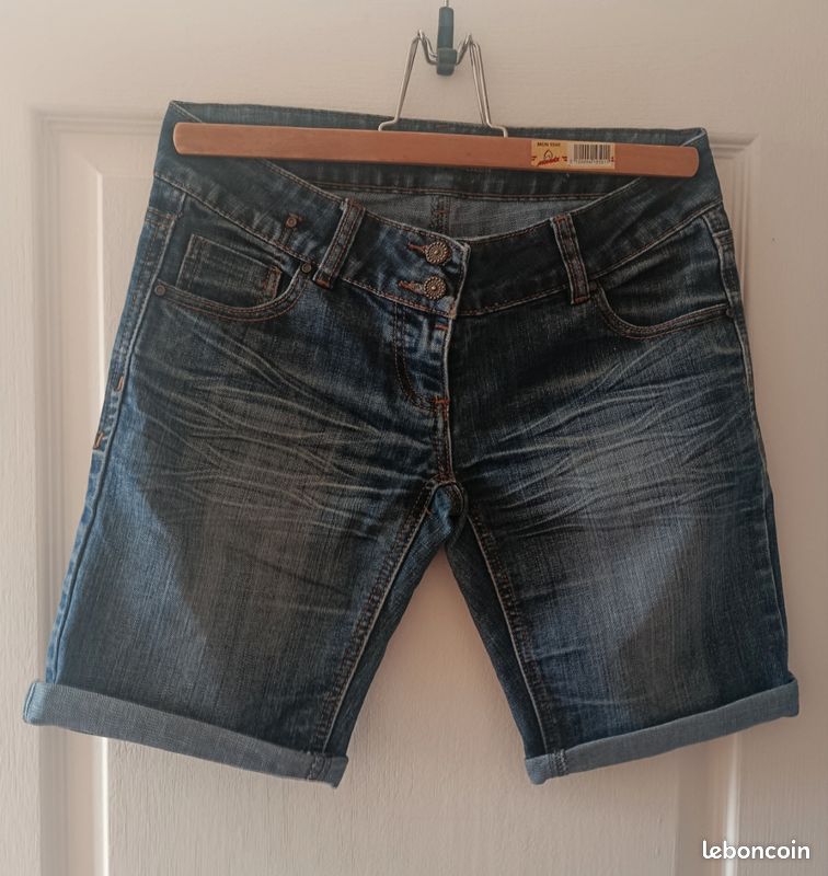 Short En Jean Code Bleu Taille 36 Pour Homme - Style Cargo - Occasion Très Bon état