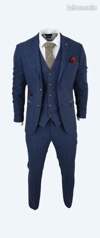 Costume Homme Gris Chevrons En Tweed