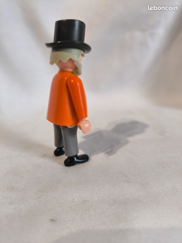 Tête Playmobil Grand-père Avec Barbe Et Cheveux Gris - Pièce Détachée Vintage Thème Western, Occasion