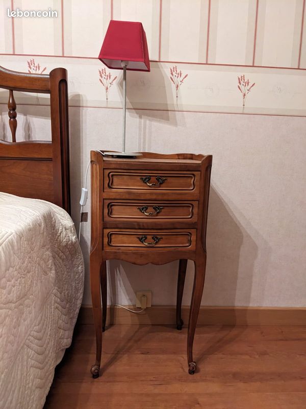 GAIA - Chambre Lit 140x190 cm + Chevets + Commode Laquée Blanc avec