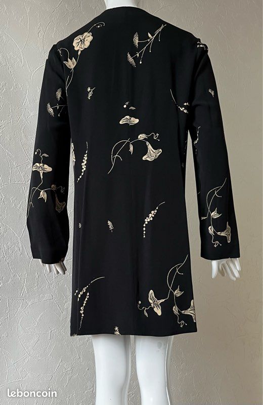 Veste Weill Noir Imprimé Floral Vintage - Taille 48 - Légère Et Décontractée