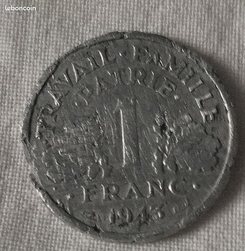 Très Rare 1 Franc État Français 1943 – Pré-essai Ou Essai – Francisque Aluminium