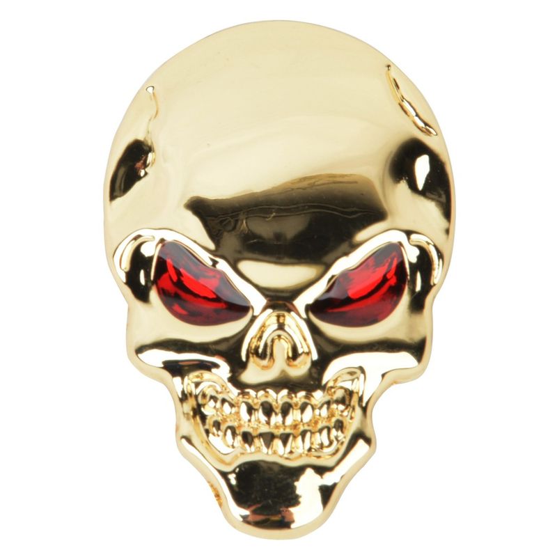 Autocollant sticker 3d metal skull tete de mort or gold 5x3.4cm