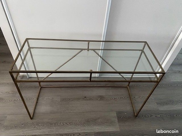 Console en verre et acier doré (image 1)
