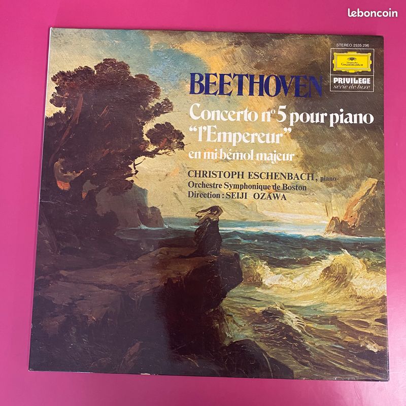 Vinyle Beethoven - Christoph Eschenbach, Boston Symphony Orchestra, Seiji Ozawa ‎– Piano Concerto No. 5 In E Flat Major (image 1)