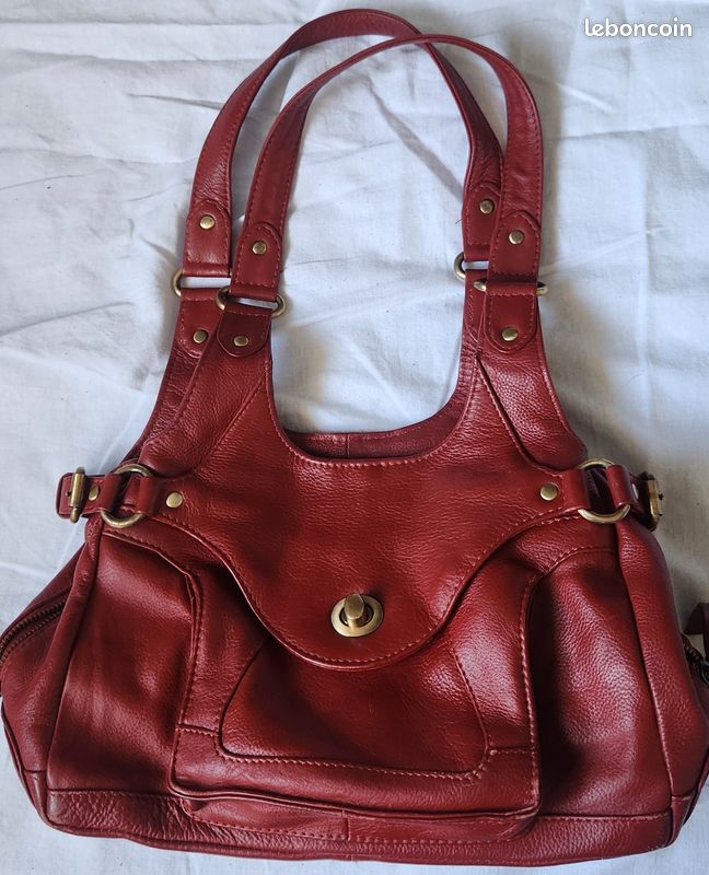 Sac à main cuir rouge marque Catwalk (image 1)