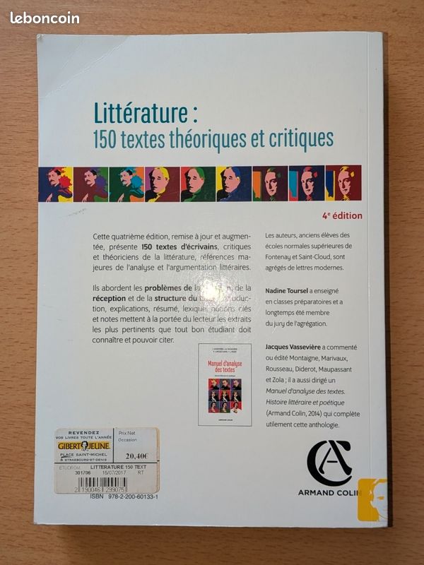 Littérature : 150 textes théoriques et critiques
4ème édition - Armand Colin - Vassevière - N. Toursel (image 2)