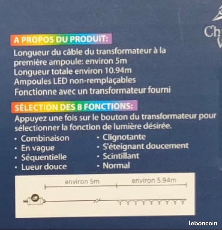 Guirlande lumineuse neuf 100 lampes LED Ultra Brillantes Blanc Chaud avec 8 fonctions de mémoire🌈 (image 2)