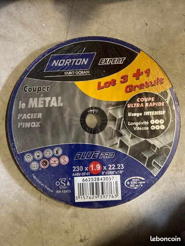 Lot de 4 disques / meules diamètre 230mm Métal acier Inox Norton expert saint-gobain (image 1)