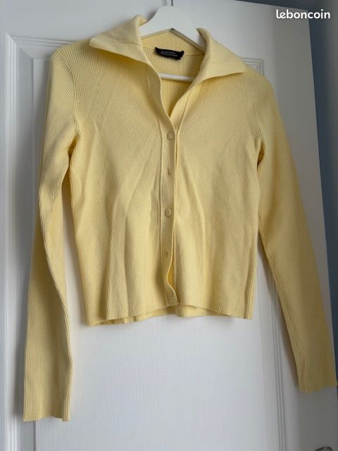 Pull Fin Type Gilet Gris Clair Femme - Marque Monoprix, Taille 36, Neuf Avec étiquettes