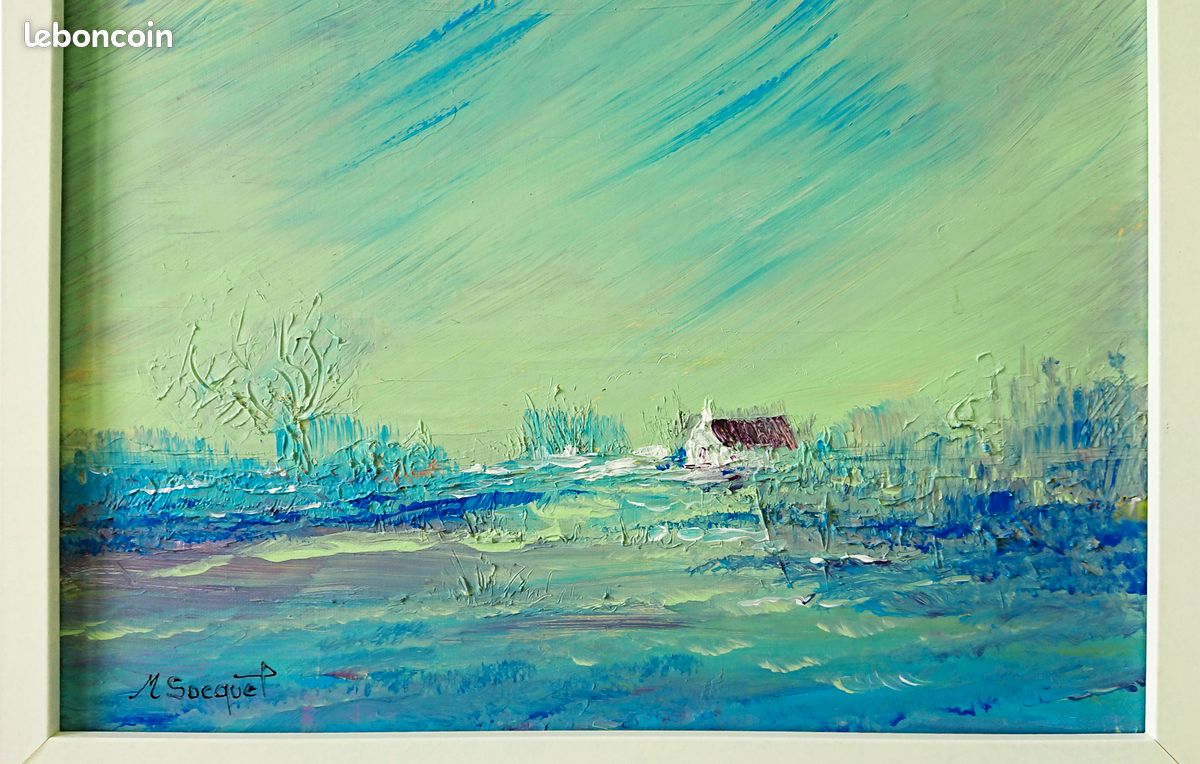 Toile Abstraite Bleu Turquoise Sur Cadre Bois Massif - 91x61 Cm - Impression Qualité Galerie Panther Print