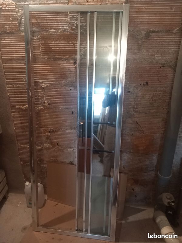Porte de douche coulissante largeur 80cm avec bac en gré (image 3)
