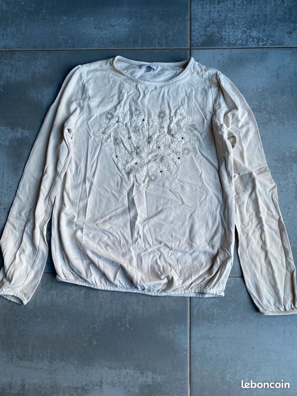 T-shirt rose pâle avec imprimé fleur Okaidi 12 ans (image 1)