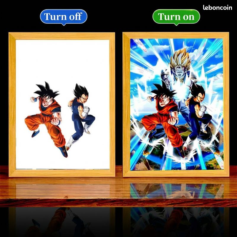 Cadre LED Dragon Ball Z Goku et Vegeta A5 – Veilleuse Anime 3 Couleurs – Cadre Lumineux Déco Gaming Chambre (image 2)