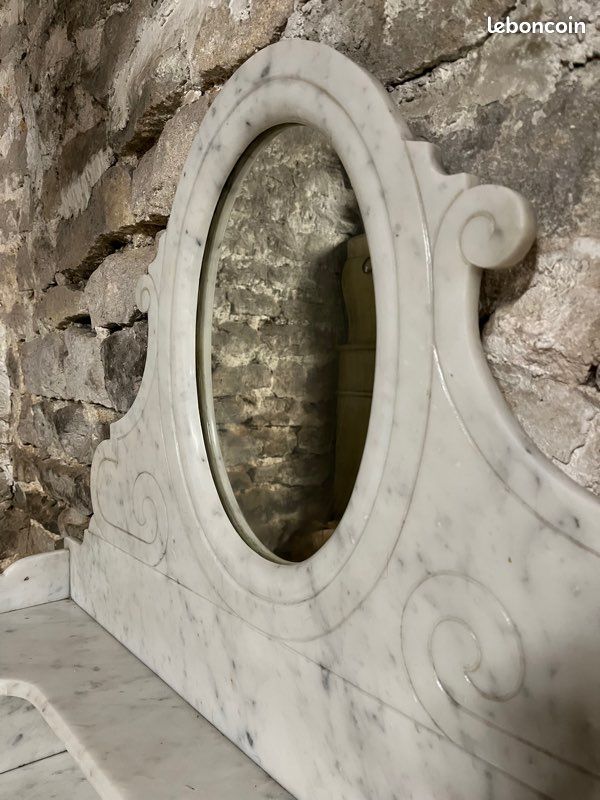 Meuble Coiffeuse en marbre et bois avec miroir (image 4)