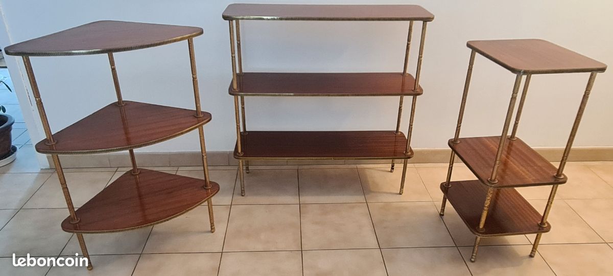Lot de 3 consoles couleur acajou (image 1)