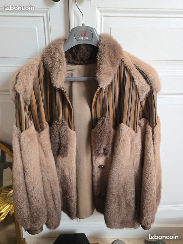 Manteau vison et cuir vintage – Fourrures du Canada – pièce haut de gamme (image 1)