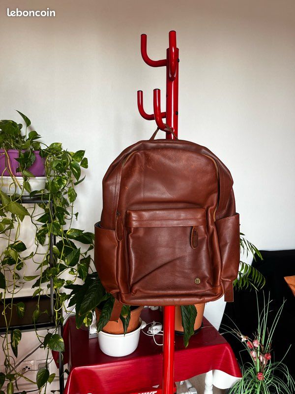Sac à dos en cuir Mahi Leather + housse de transport offerte - Très bon état (image 2)