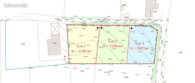 Terrain 1 150 m² Fals