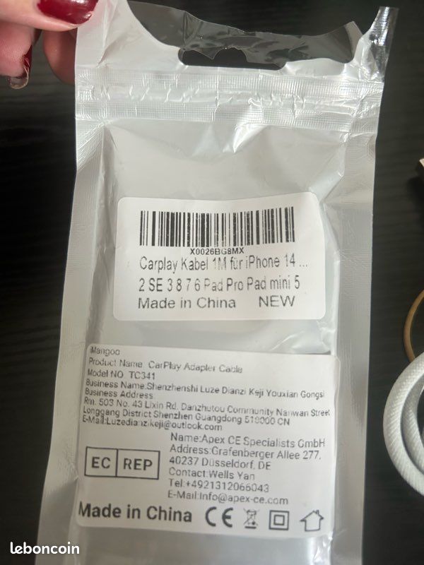 Câble CarPlay IPhone 14 Lightning vers usb (image 2)