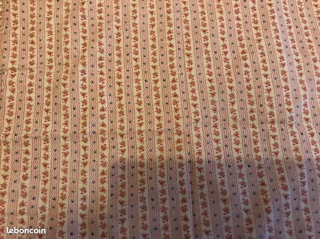 Coupon Tissu Vintage Fleurs Anciennes - 41 X 77 Cm - Coton Satiné - France