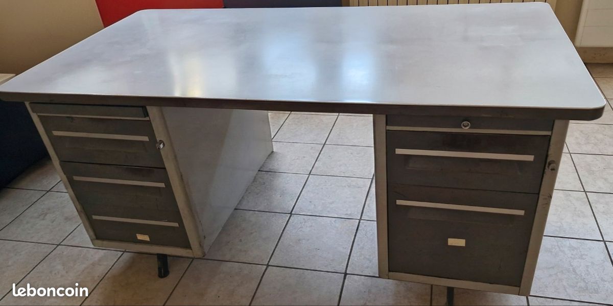 Bureau double caisson vintage (image 3)